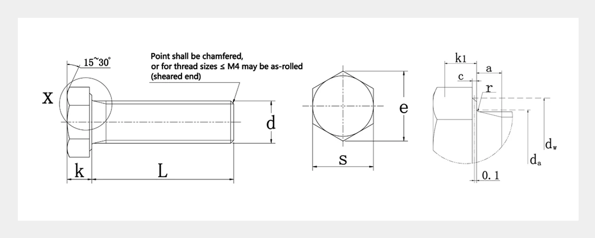 Full Thread Hexagon Bolts 2D